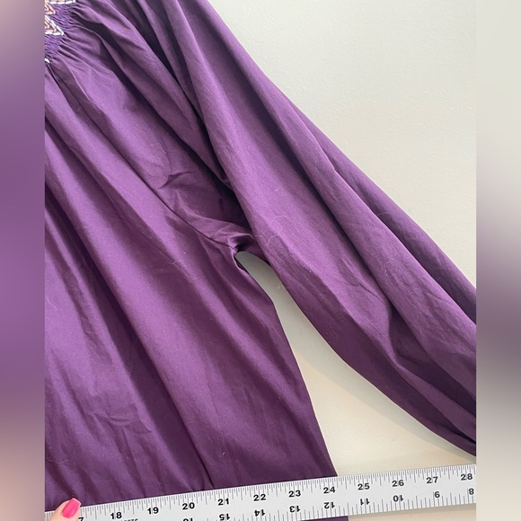 Pomander Place Tuckernuck Plum Smocked Wrenley Mini Dress - Sz Small high neck - Picture 8 of 16